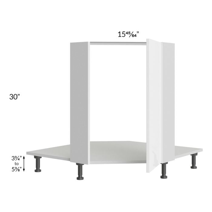 RTA Milan White Gloss 36" Full Height Door Diagonal Corner Sink Front with Sink Tilt-Out