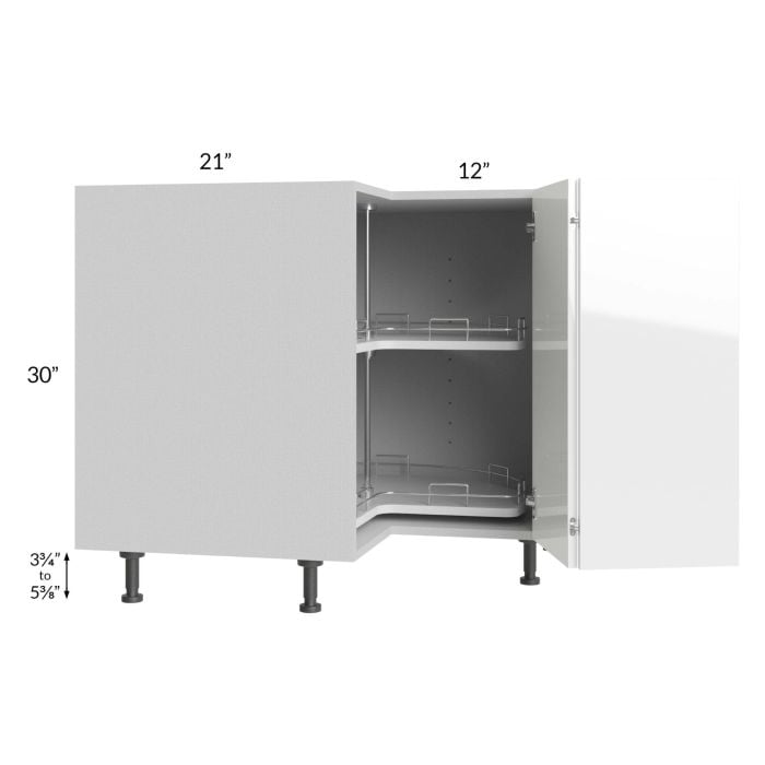 RTA Milan White Gloss 36" Lazy Susan Base Cabinet-Left Hinged