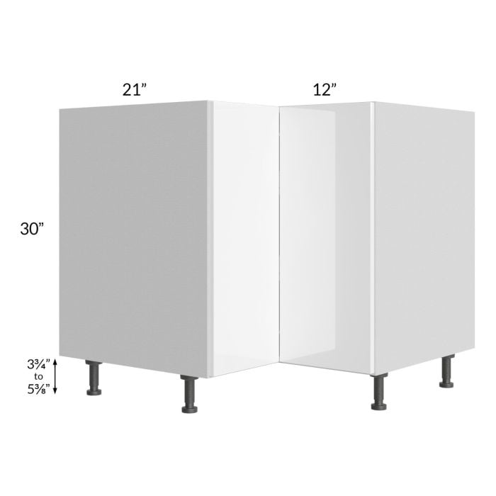 RTA Milan White Gloss 36" Lazy Susan Base Cabinet-Right Hinged