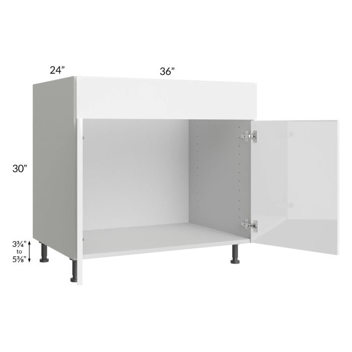 RTA Milan White Gloss 36" Sink Base Cabinet with 2 Finished Sides