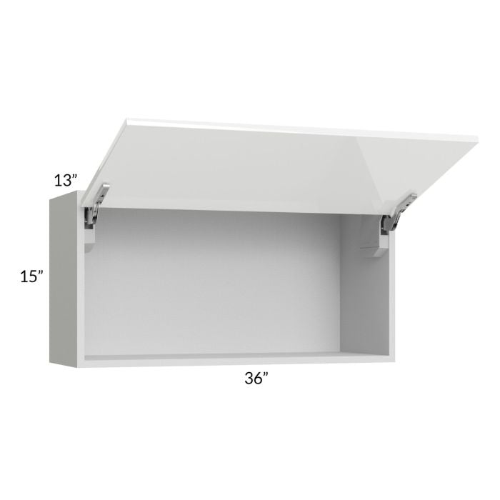 RTA Milan White Gloss 36" x 18" Lift-Up Door Wall Cabinet with 1 Finished Side