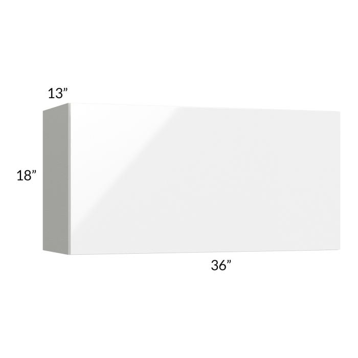 RTA Milan White Gloss 36" x 18" Lift-Up Door Wall Cabinet with 2 Finished Sides