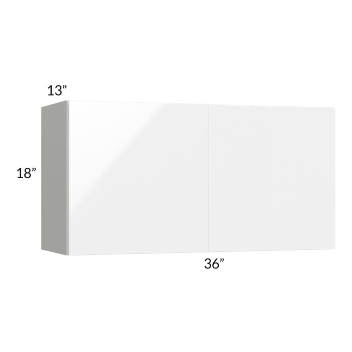 RTA Milan White Gloss 36" x 18" Wall Cabinet with 2 Finished Sides