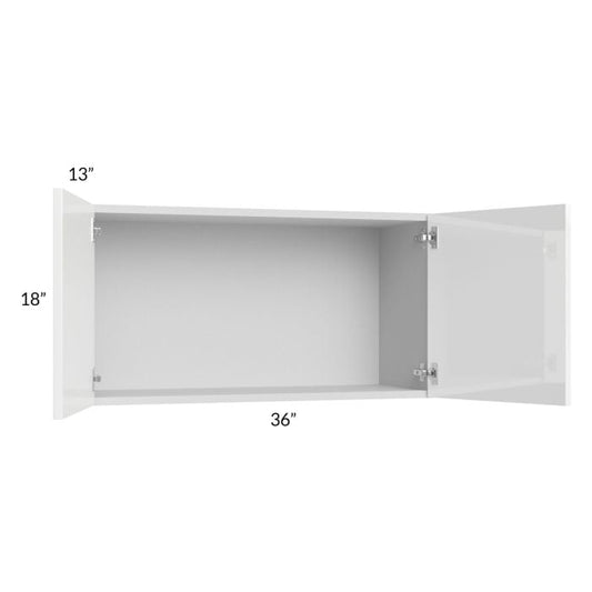 RTA Milan White Gloss 36" x 18" Wall Cabinet with 2 Finished Sides