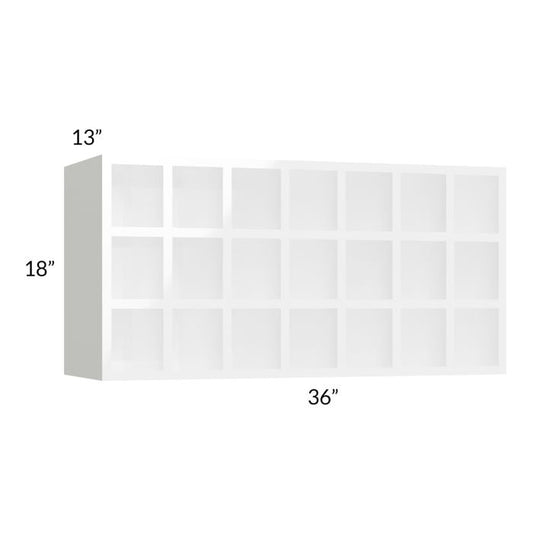 RTA Milan White Gloss 36" x 18" Wine Rack Cabinet with 2 Finished Sides