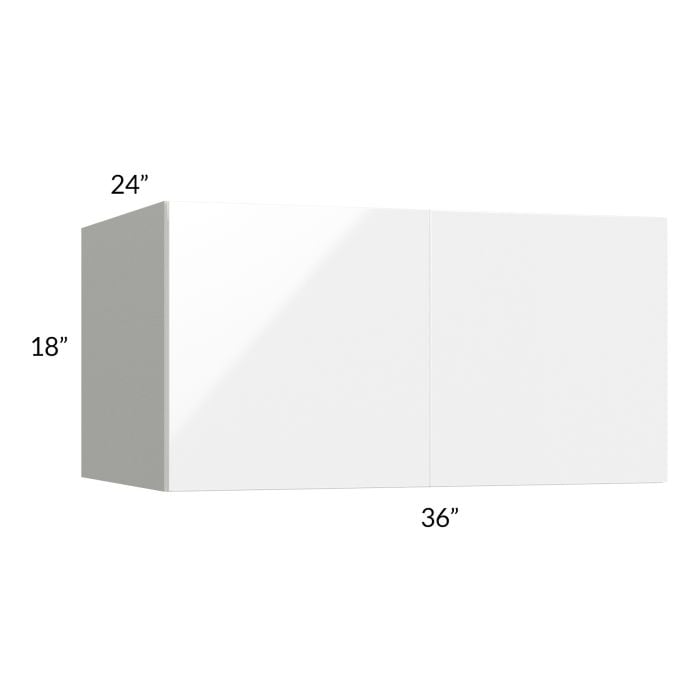 RTA Milan White Gloss 36" x 18" x 24" Wall Cabinet with 2 Finished Sides