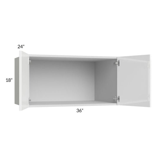 RTA Milan White Gloss 36" x 18" x 24" Wall Cabinet with 2 Finished Sides