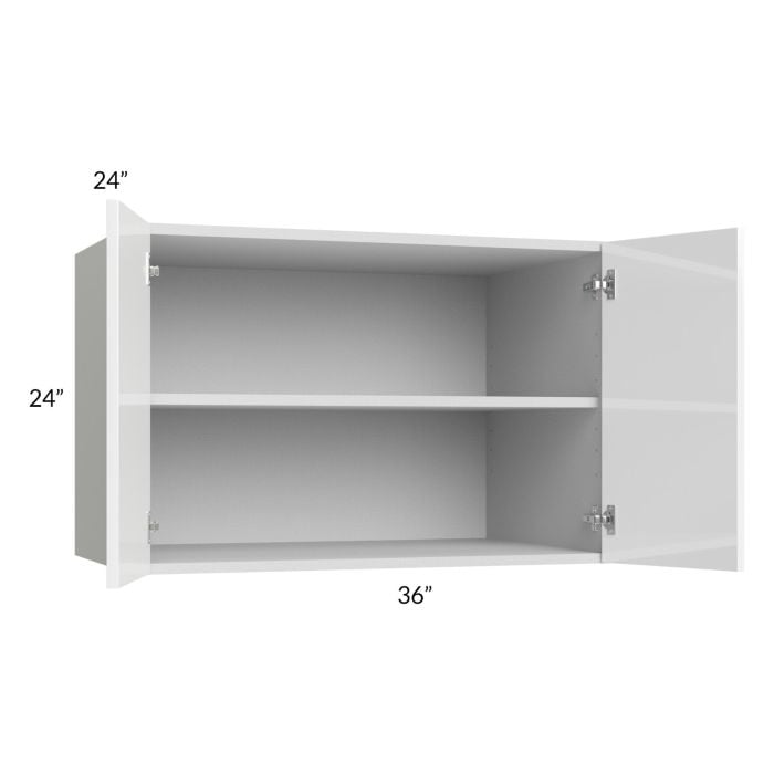 RTA Milan White Gloss 36" x 24" x 24" Wall Cabinet with 2 Finished Sides