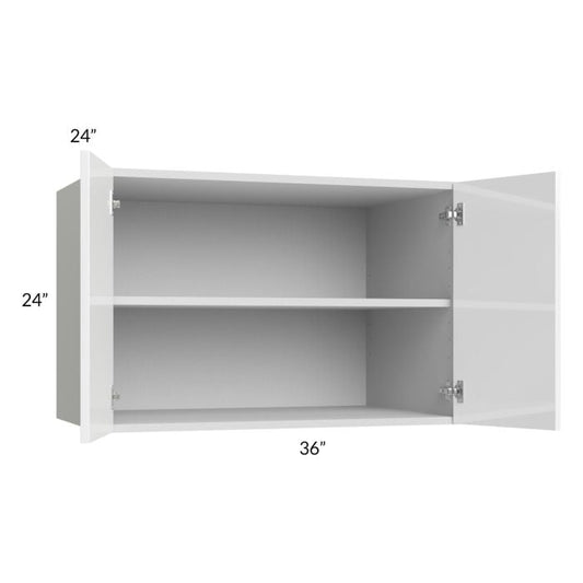 RTA Milan White Gloss 36" x 24" x 24" Wall Cabinet with 2 Finished Sides