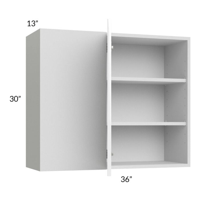 RTA Milan White Gloss 36" x 30" Blind Corner Wall Cabinet-Right-Hinged Door on Left