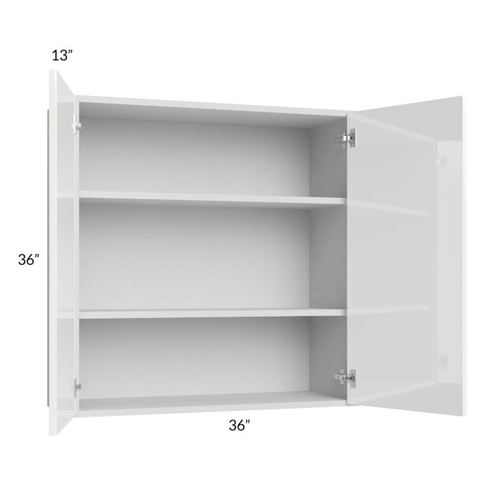 RTA Milan White Gloss 36" x 36" Wall Cabinet with 1 Finished Side