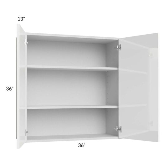 RTA Milan White Gloss 36" x 36" Wall Cabinet with 1 Finished Side