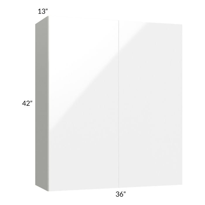 RTA Milan White Gloss 36" x 42" Wall Cabinet with 2 Finished Sides