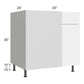 RTA Milan White Gloss 39" - 42" Blind Base Corner Cabinet-Left-Hinged Door on Right with 2 Finished Sides