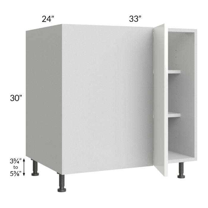 RTA Milan White Gloss 39" - 42" Full Height Door Blind Base Corner Cabinet-Right-Hinged Door on Left with 1 Finished Side