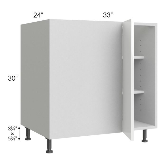 RTA Milan White Gloss 39" - 42" Full Height Door Blind Base Corner Cabinet-Right-Hinged Door on Left