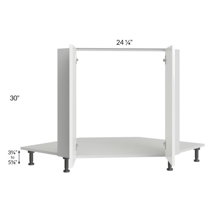 RTA Milan White Gloss 42" Full Height Door Diagonal Corner Sink Front with Sink Tilt-Out