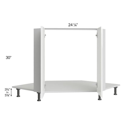RTA Milan White Gloss 42" Full Height Door Diagonal Corner Sink Front with Sink Tilt-Out