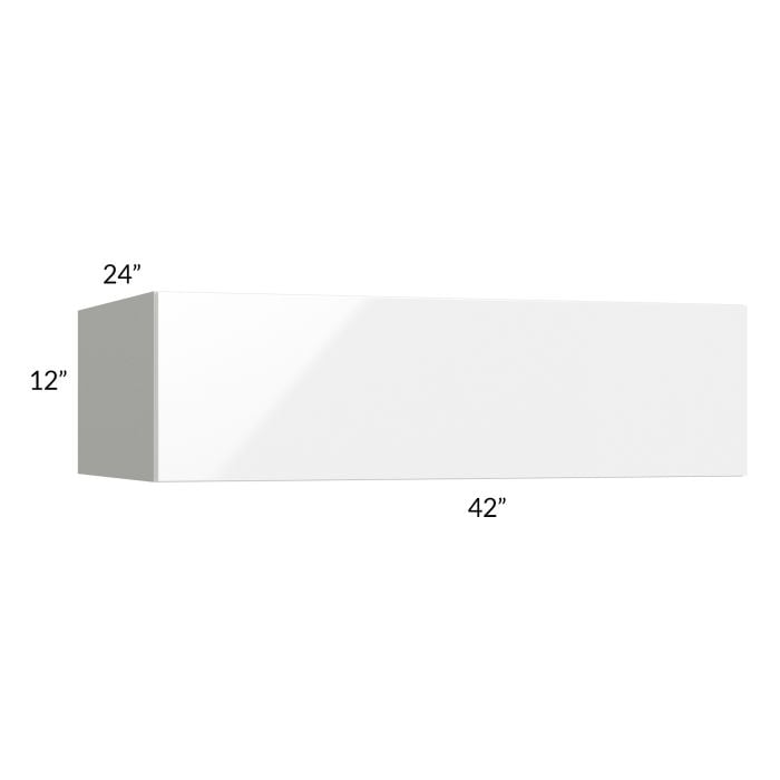 RTA Milan White Gloss 42" x 12" x 24" Lift-Up Door Wall Cabinet