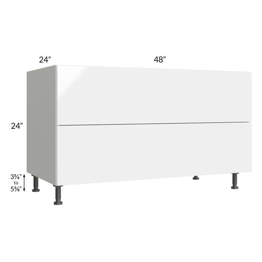 RTA Milan White Gloss 48" 2-Drawer Range Top Base Cabinet