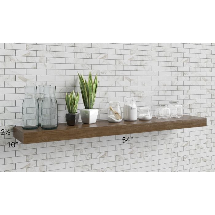 RTA Milan White Gloss 54" Floating Walnut Shelf