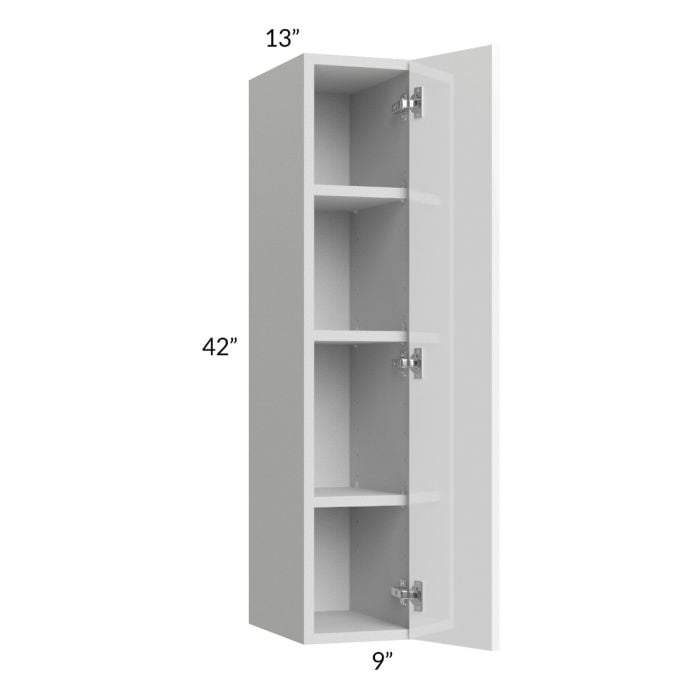 RTA Milan White Gloss 9" x 42" Wall Cabinet-Right Hinged with 2 Finished Sides
