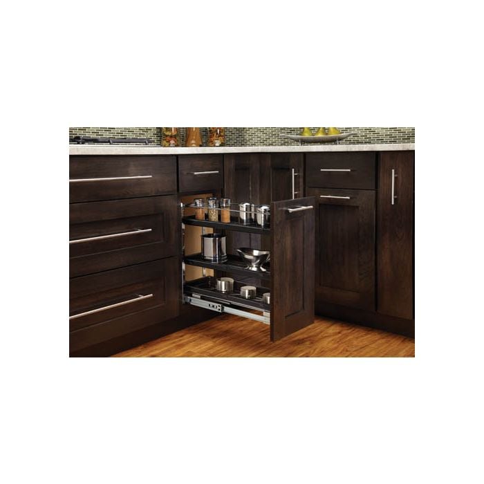RTA Milan White Gloss Chrome Base Organizer - Fits a 12" Wide Base Cabinet