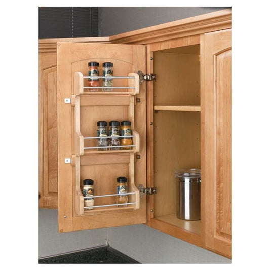 RTA Milan White Gloss Door Mount Spice Rack - Fits a 15" Wide Wall Cabinet