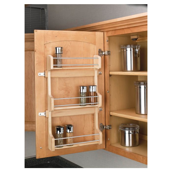 RTA Milan White Gloss Door Mount Spice Rack - Fits a 21" Wide Wall Cabinet