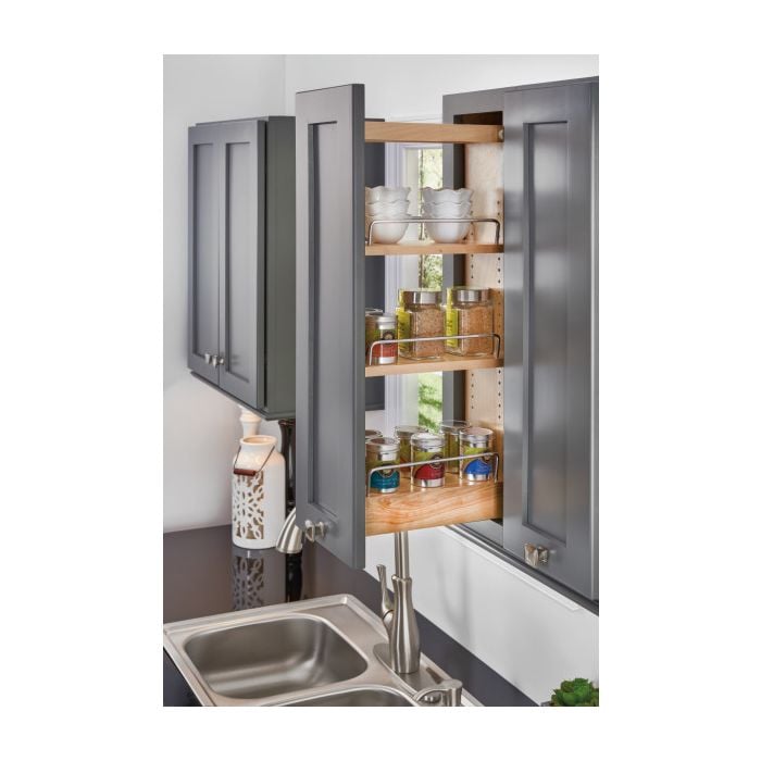 RTA Milan White Gloss Pullout Shelving System - Fits a 12" Wide Wall Cabinet