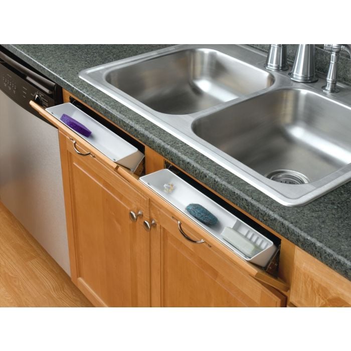 RTA Milan White Gloss Tilt Out Tray and Accessory Tray for 36" Sink Base or Wider