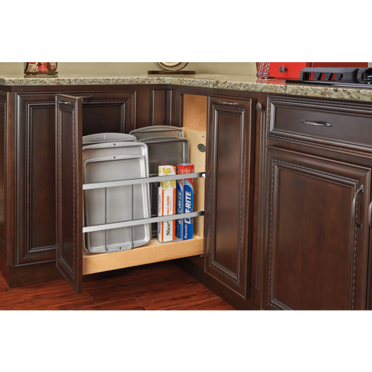 RTA Milan White Gloss Tray Divider/Foil Wrap Holder with Blumotion Soft-Close - Fits a 12" Wide Base Cabinet