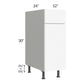 RTA Milan White Matte 12" Base Cabinet-Left Hinged with 1 Finished Side