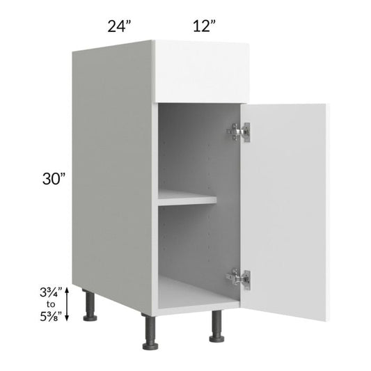 RTA Milan White Matte 12" Base Cabinet-Left Hinged with 2 Finished Sides