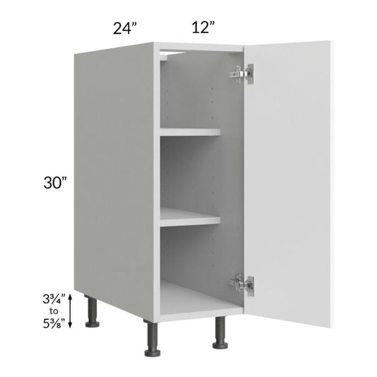 RTA Milan White Matte 12" Full Height Door Base Cabinet-Left Hinged with 1 Finished Side