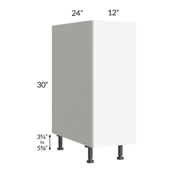 RTA Milan White Matte 12" Full Height Door Base Cabinet-Left Hinged with Spice Pull-Out