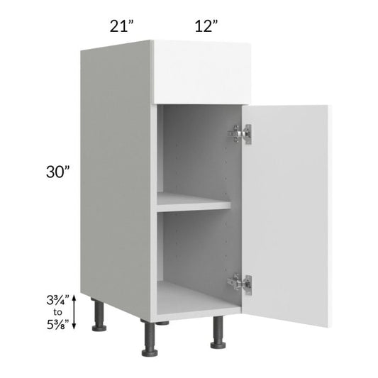 RTA Milan White Matte 12" Vanity Base Cabinet-Left Hinged