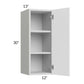 RTA Milan White Matte 12" x 30" Wall Cabinet-Left Hinged with 1 Finished Side