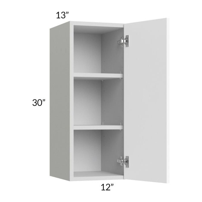 RTA Milan White Matte 12" x 30" Wall Cabinet-Left Hinged with 1 Finished Side