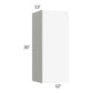 RTA Milan White Matte 12" x 30" Wall Cabinet-Right Hinged with 1 Finished Side