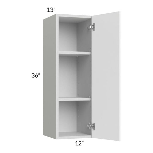 RTA Milan White Matte 12" x 36" Wall Cabinet-Left Hinged with 1 Finished Side