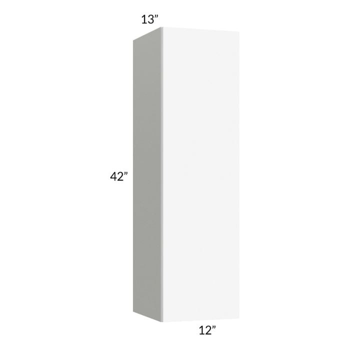 RTA Milan White Matte 12" x 42" Wall Cabinet-Left Hinged with 1 Finished Side