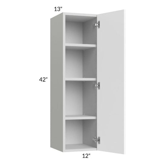 RTA Milan White Matte 12" x 42" Wall Cabinet-Left Hinged with 1 Finished Side