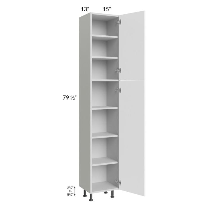 RTA Milan White Matte 15" x 13" x 84" Pantry Cabinet (13" depth)-Left Hinged