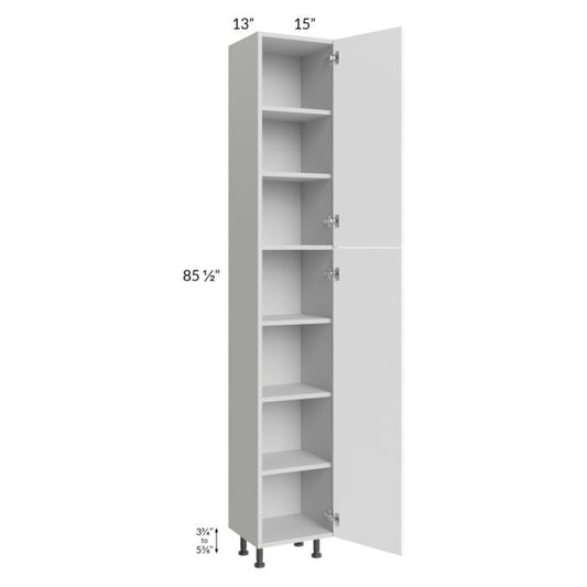 RTA Milan White Matte 15" x 13" x 90" Pantry Cabinet (13" depth)-Left Hinged with 2 Finished Sides