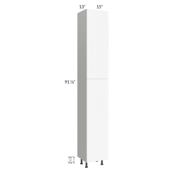 RTA Milan White Matte 15" x 13" x 96" Pantry Cabinet (13" depth)-Left Hinged with 2 Finished Sides