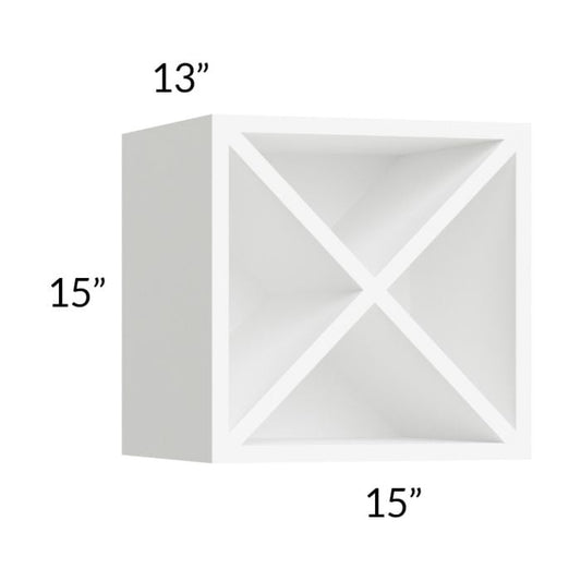 RTA Milan White Matte 15" x 15" Wine Rack Cabinet with 1 Finished End Panel