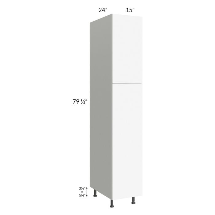 RTA Milan White Matte 15" x 24" x 84" Pantry Cabinet (24" depth)-Right Hinged