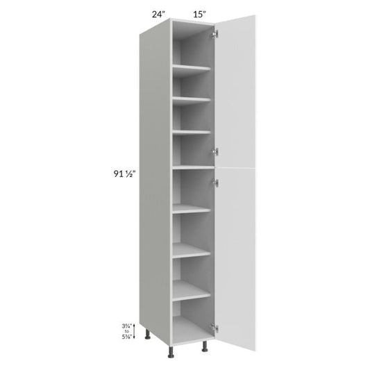 RTA Milan White Matte 15" x 24" x 96" Pantry Cabinet (24" depth)-Right Hinged with 1 Finished Side