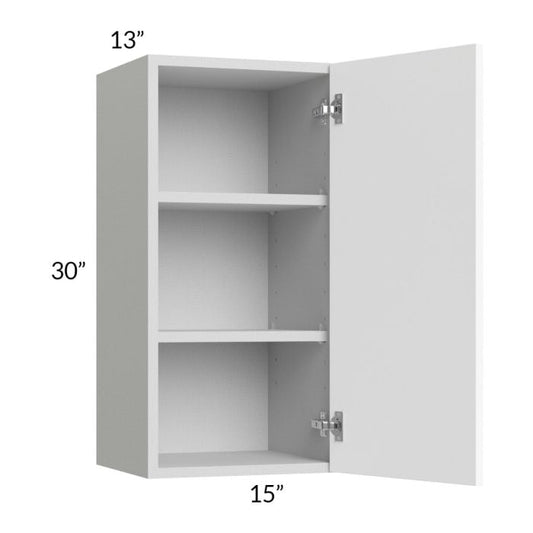 RTA Milan White Matte 15" x 30" Wall Cabinet-Left Hinged with 2 Finished Sides